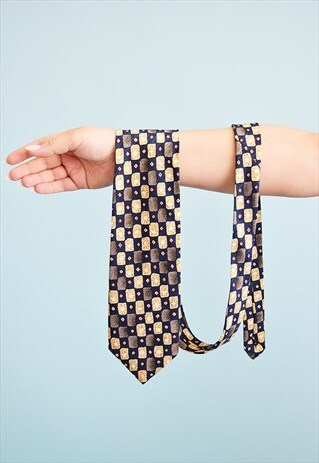 VINTAGE 80'S RETRO ABSTRACT ORNAMENT PRINT TIE