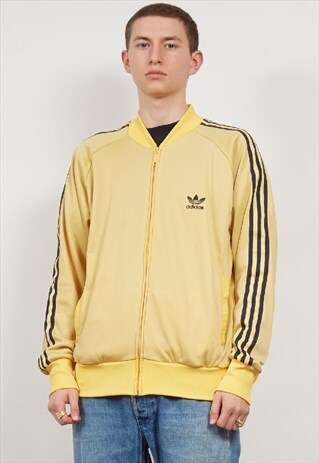 VINTAGE 90'S ADIDAS YELLOW BOMBER TRACK JACKET