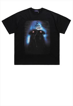 Crow print t-shirt Y2K Gothic tee grunge top in white