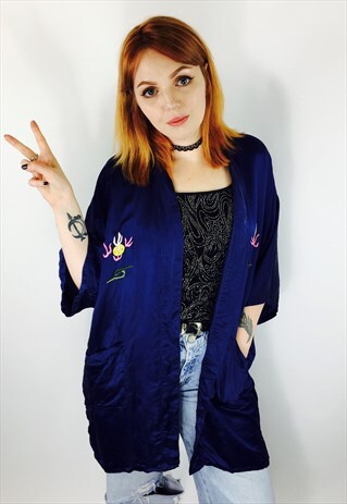 FESTIVAL BOHO VINTAGE SILK EMBROIDERED KIMONO