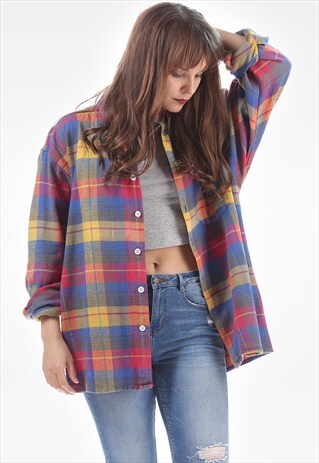 VINTAGE THICK PLAID FLANNEL SHIRT