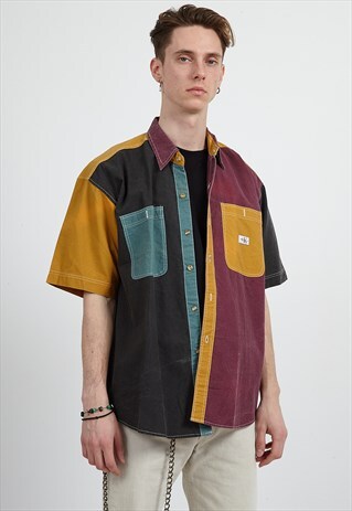 VINTAGE BLACK RED ORANGE CALVIN KLEIN SHORT SLEEVE SHIRT