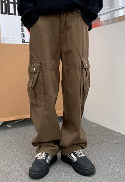 Brown Cargo pants trousers Y2k Workwear