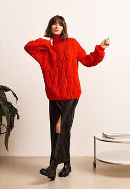 Bright Red Wool Sweater