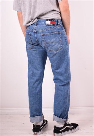 TOMMY HILFIGER MENS VINTAGE JEANS W34 L33 BLUE 90S