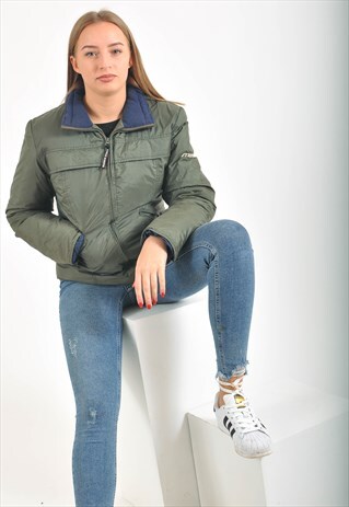 VINTAGE PUFFER WINTER JACKET IN GREEN