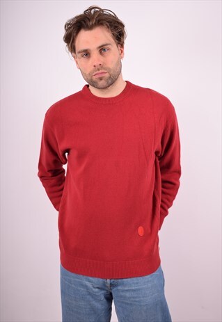 TRUSSARDI MENS VINTAGE JUMPER SWEATER LARGE RED 90S