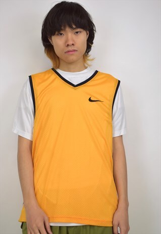 VINTAGE 90S NIKE YELLOW MESH TANK SPORTS TOP