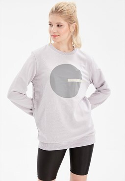 Round Printed Purple Oversize Sweatshirt