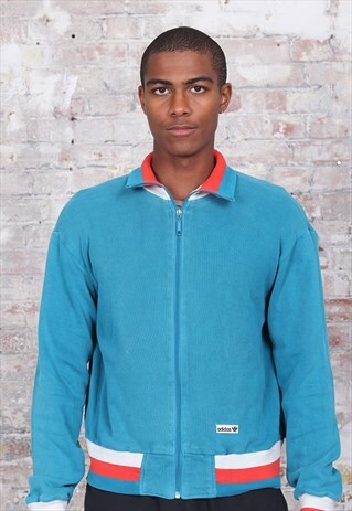 VINTAGE ADIDAS LOGO TRACK JACKET BLUE