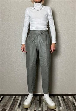 Vintage 80s Grey Leather Trousers