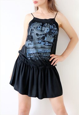 Graphic Y2k Mini Dress Casual Streetwear Style Slouchy Fit