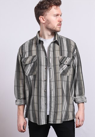 VINTAGE CORDUROY CORD STRIPED SHIRT