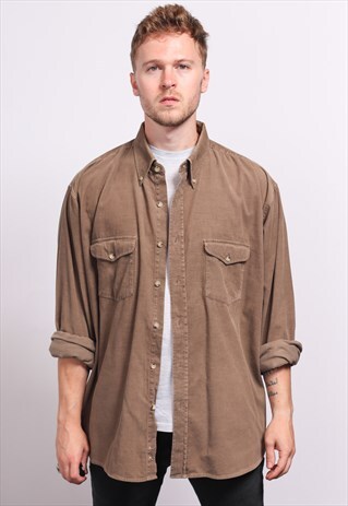 VINTAGE CORDUROY CORD SHIRT BROWN