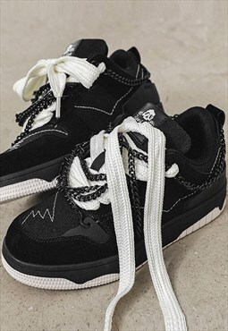 Chain sneakers grunge chunky sole shoes punk trainers black