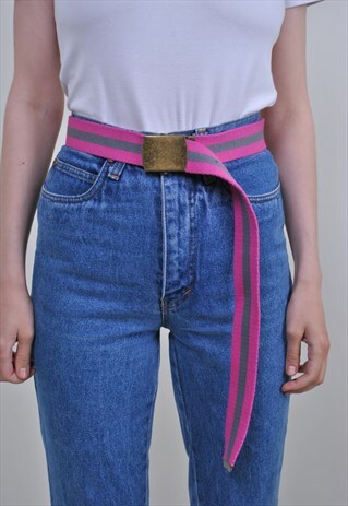 VINTAGE STRIPED BELT, PINK GREY COTTON JEANS ACCESSORIES