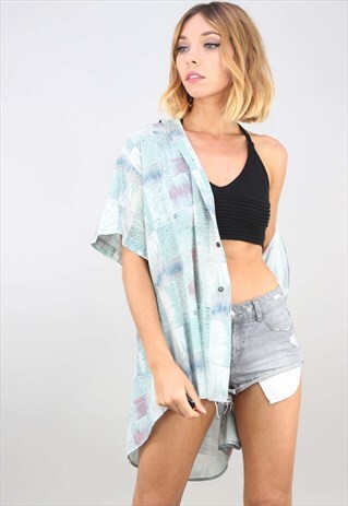 VINTAGE OVERSIZED SHORT SLEEVE PATTERNED SHIRT