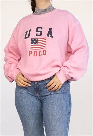 VINTAGE RALPH LAUREN SWEATSHIRT USA IN PINK L