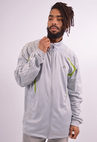 ADIDAS MENS VINTAGE TRACKSUIT TOP JACKET XL GREY 90S