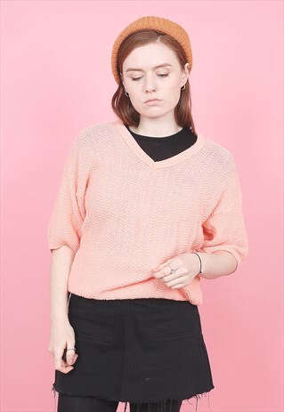 VINTAGE SHORT SLEEVED KNITTED JUMPER /R2021