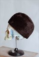 VINTAGE 60S WOMEN HIGH BUBBLE HAT IN BROWN