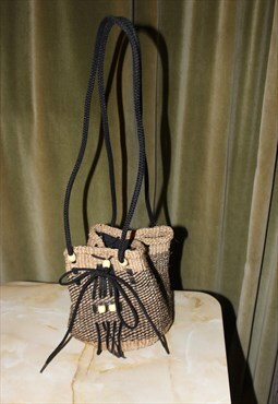Vintage 90s Mini Rope Drawstring Bucket Handbag