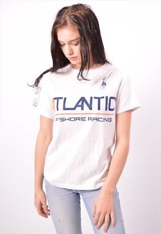 VINTAGE POLO RALPH LAUREN ATLANTIC T-SHIRT TOP WHITE