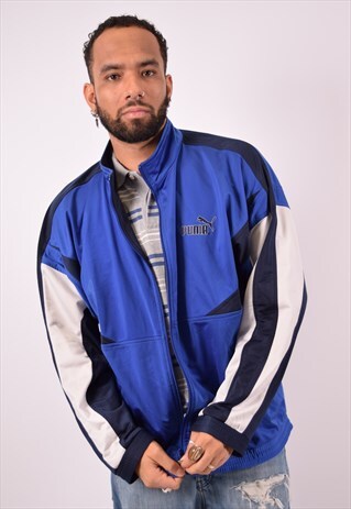 VINTAGE PUMA TRACKSUIT TOP JACKET BLUE