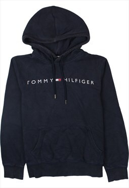 Vintage 90's Tommy Hilfiger Hoodie Spellout Pullover Navy