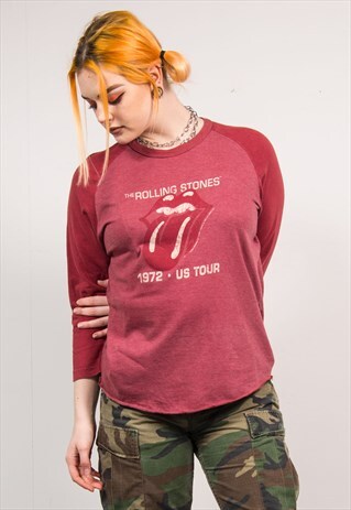 THE ROLLING STONES RED BASEBALL STYLE T-SHIRT