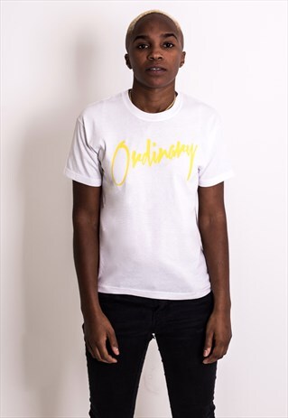 CLASSIC ORDINARY WHITE AND YELLOW T-SHIRT