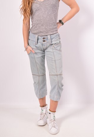 VINTAGE JUST CAVALLI CAPRI DENIM SHORTS BLUE