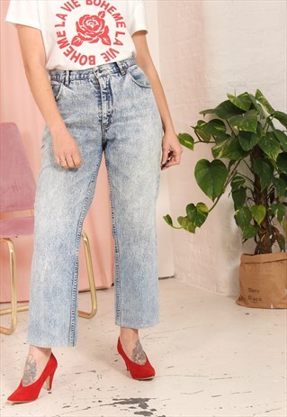 VINTAGE 90S HIGH WAISTED DIESEL ACID WASH JEANS W38L29