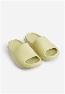 Green Rubber Ribbed Sole Sliders