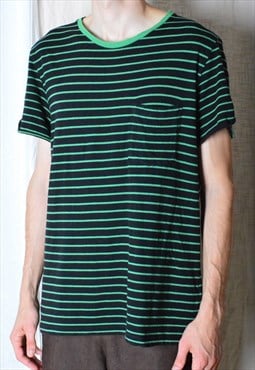 Y2K Black Green Striped T-Shirt