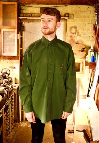 VINTAGE MOSS GREEN CHAPS RALPH LAUREN OXFORD SHIRT