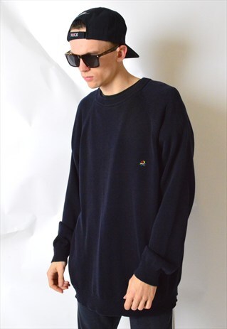 VINTAGE 90S NAVY BLUE MINIMALIST JUMPER