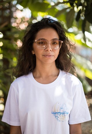 ECO- PRINTED ORGANIC UNISEX TEE, WITH THE POLAR BEAR