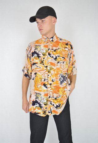 VINTAGE ORANGE GRAPHIC HAWAII FESTIVAL SHIRT