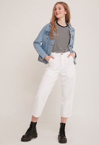 CORDUROY COMBAT TROUSERS - WHITE