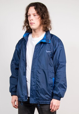 90'S VINTAGE NIKE NAVY CAGOULE WINDBREAKER JACKET