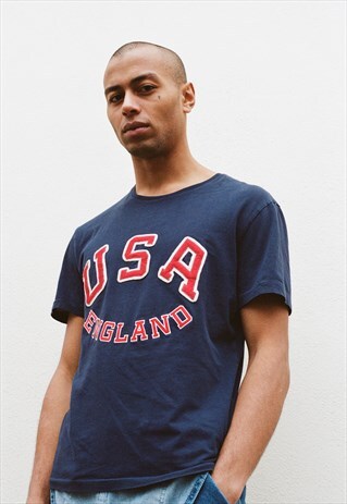 REWORKED VINTAGE T-SHIRT WITH EMBROIDERED ENGLAND DESIGN
