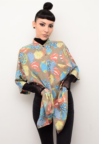 VINTAGE 90'S BOLD AQUATIC FUNKY PATTERNED OVERSIZED SHIRT