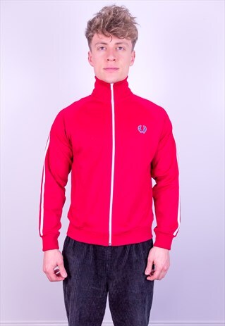 VINTAGE FRED PERRY STRIPED JACKET IN RED