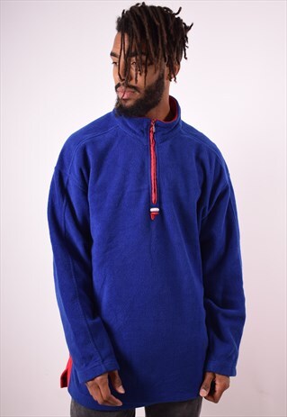 FILA MENS VINTAGE FLEECE JUMPER LARGE BLUE 90S