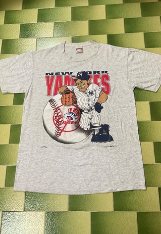 VINTAGE 90S MLB 1995 NEW YORK YANKEES T-SHIRT CARICATURE