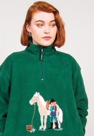 VINTAGE 90'S HORSE QUARTER ZIP FLEECE
