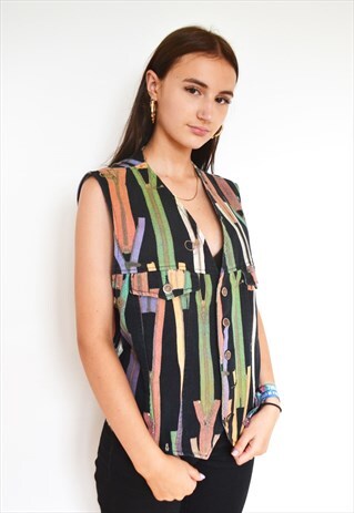 RARE MOSCHINO ZIP WAISTCOAT CROP TOP