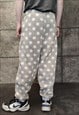 POLKA DOT FLEECE JOGGERS HANDMADE FLUFFY 70S SPOT OVERALLS