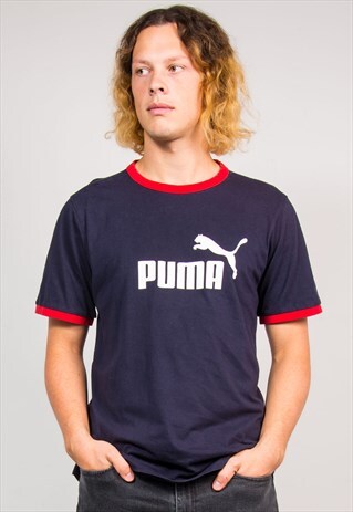 90'S PUMA NAVY RINGER RED CONTRAST T-SHIRT